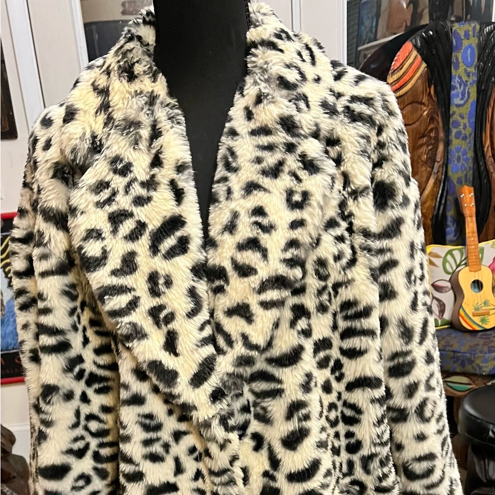 POPSUGAR Black and White Faux Fur Trench Coat
